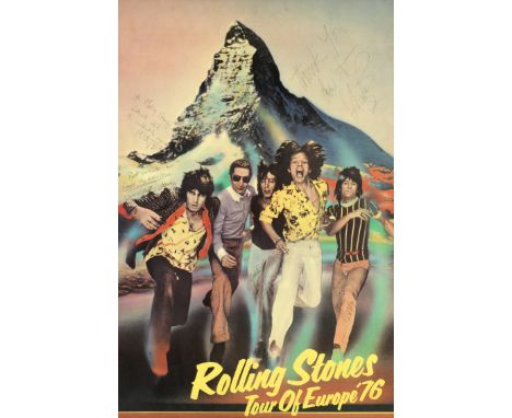 The Rolling Stones: A concert poster signed by the band,1976,a concert poster Rolling Stones Tour of Europe 76, signed and in