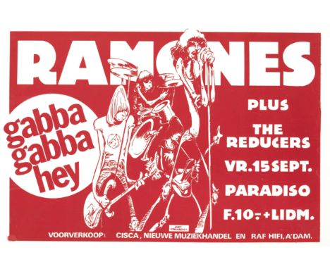 The Ramones: a Dutch silkscreen concert poster,15th September 1978,for the Ramones at the Paradiso club, Amsterdam, 17in x 24