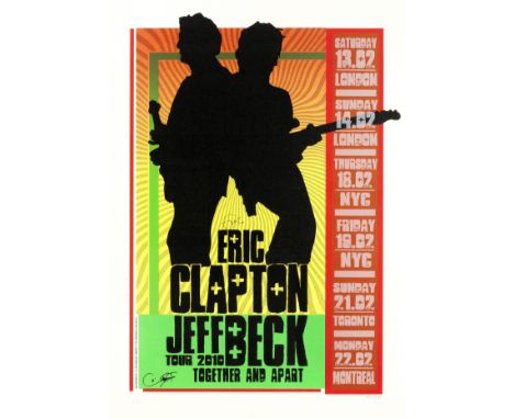 Eric Clapton and Jeff Beck: A Limited Edition Silkscreen Print by Ron Donovan,2010,the edition made for the Together and Apar