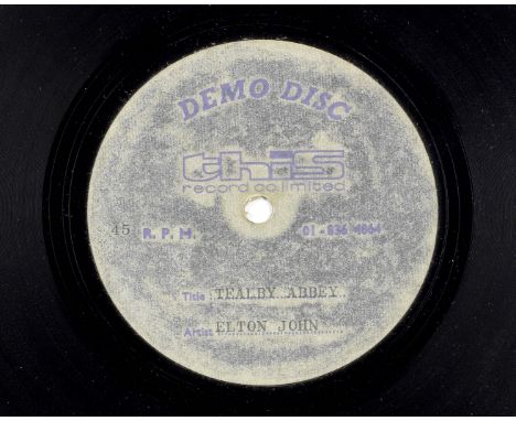 Elton John: An acetate recording of When I Was Tealby Abbey,early 1968,single-sided, 7inch 45rpm, This Record Co. Limited Dem