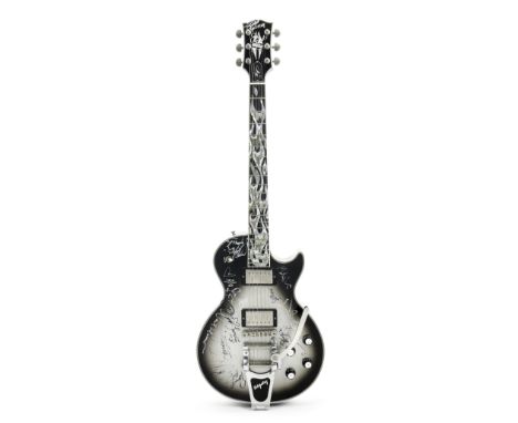 Band Aid: An autographed Justin Hawkins Gibson Les Paul Custom '68 guitar,2004,serial no.CS41262 printed to back of headstock