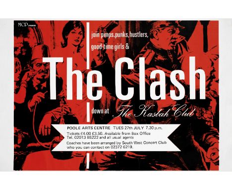 The Clash: A concert poster,27th July 1982,printed on paper for the band's show at the Poole Arts Club as part of the Down at
