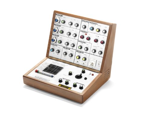 EMS Synthi VCS3 Mk2 modular synthesizercirca 1978,in original wooden case with two panels providing controls for: two voltage