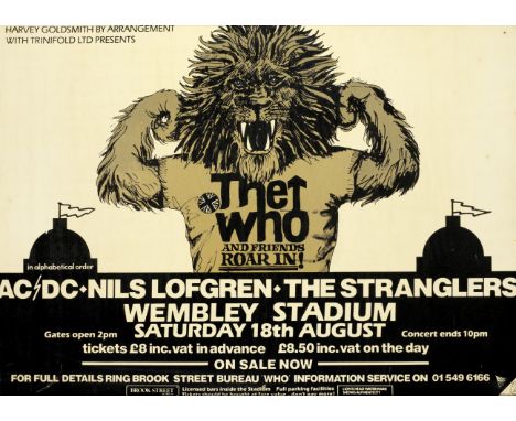 The Who: A Wembley Stadium Concert Poster for The Who and friends,1979,a Harvey Goldsmith and Trinifold British concert poste