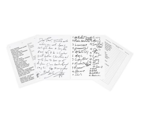 Bruce Springsteen: A Handwritten Letter and Set-List by Bruce Springsteen,May 2008,the letter on American notepaper, written 