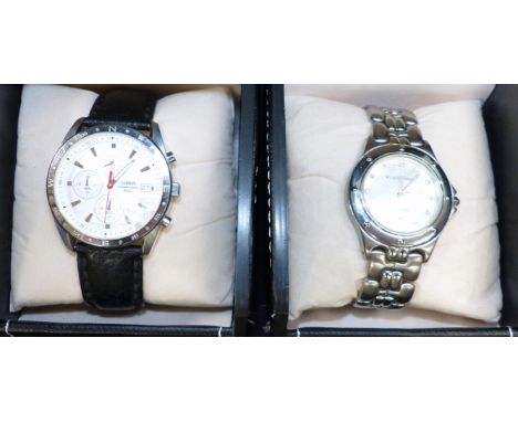 A Klaus-Kobe stainless steel watch with pearl face; a Lorus Chronograph watch (glass damaged)