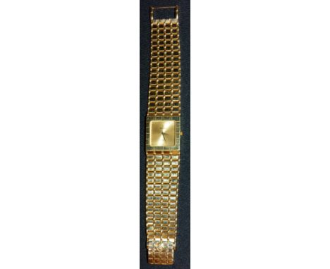 A gent's yellow metal Concord wristwatch stamped '18K', the square matt gold coloured dial lettered 'C C Concord nine quartz'