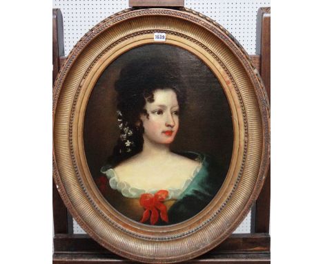 French School (18th century), Portrait of a lady, oil on canvas, oval, 53cm x 43cm.