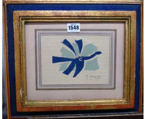 Georges Braque (1882-1963), L'Oiseau Blau, colour lithograph, signed in the plate. 12cm x 17cm.  DDS