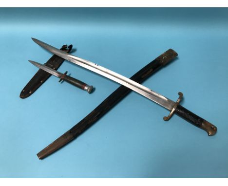 A Continental bayonet and scabbard and a William Rogers sheath knife