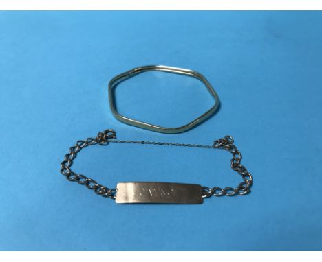 A 9ct gold bangle and bracelet, 10 grams