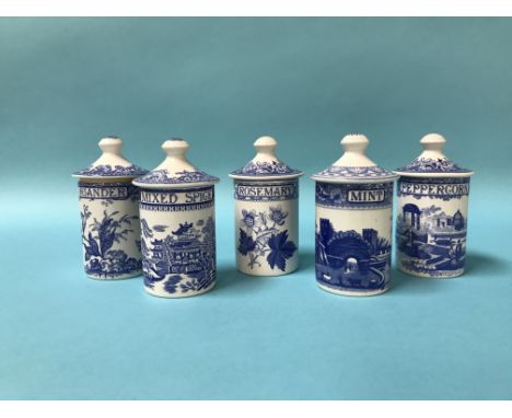 Five Spode spice jars