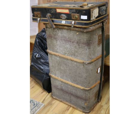 A vintage case and a trunk with Cunard Line label