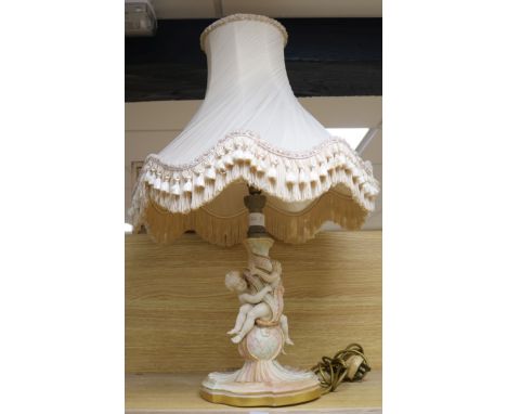 A Royal Worcester blush ivory lamp, base 30cm