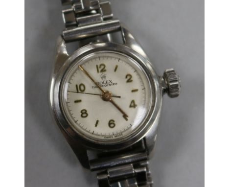 A lady's Rolex Tudor Oyster steel manual wind wrist watch, with spare links.