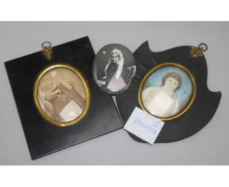 A portrait miniature of a lady and another miniature
