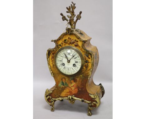 A French Vernis Martin mantel clock height 35cm width 18.5cm