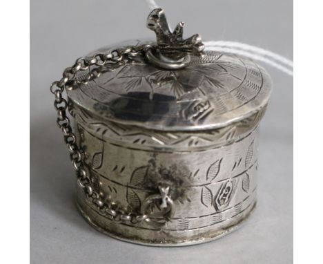 A Persian silver trinket box and cover.