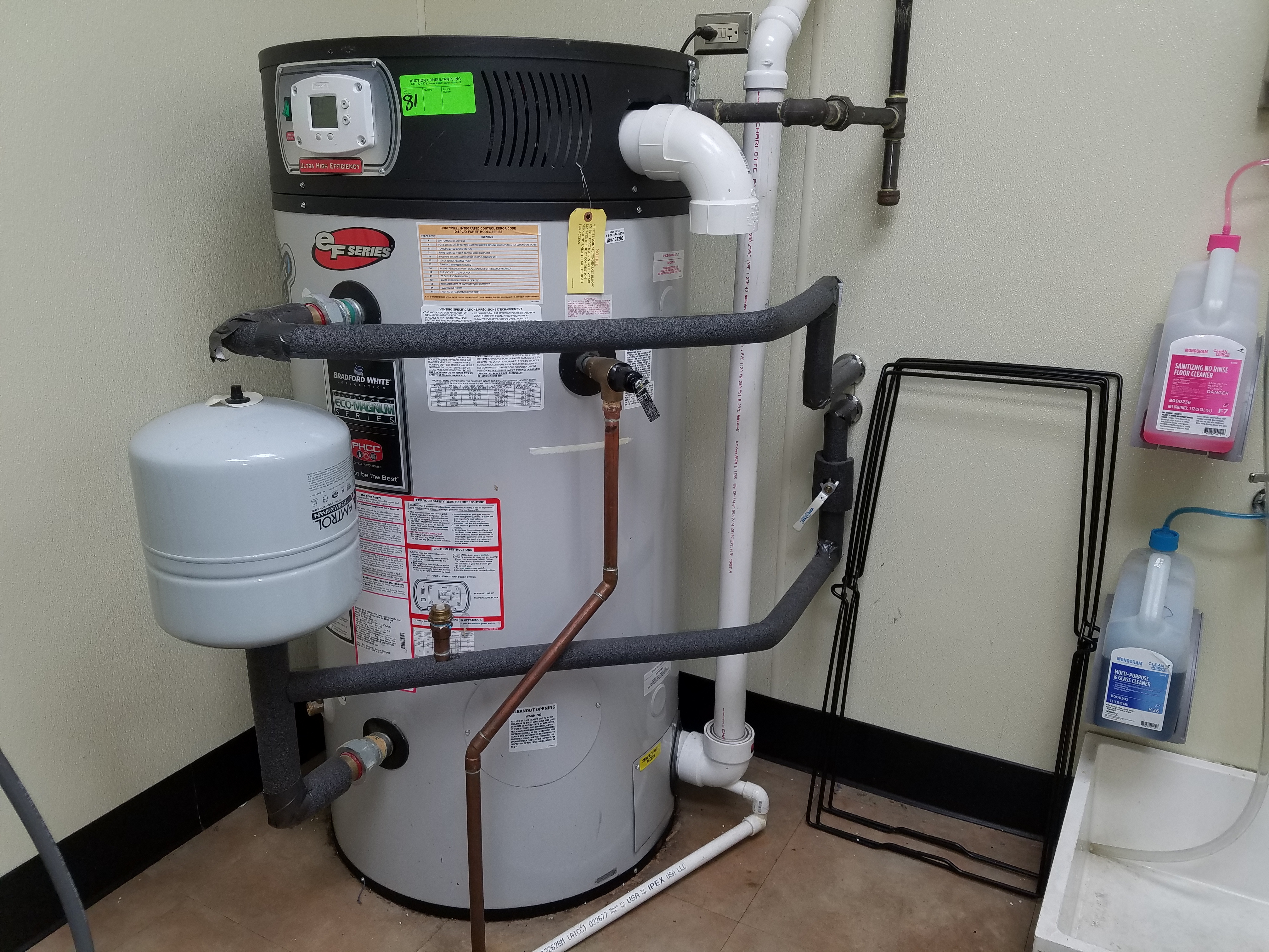 Bradford White EF Series hydro jet commercial hot water heater, gas