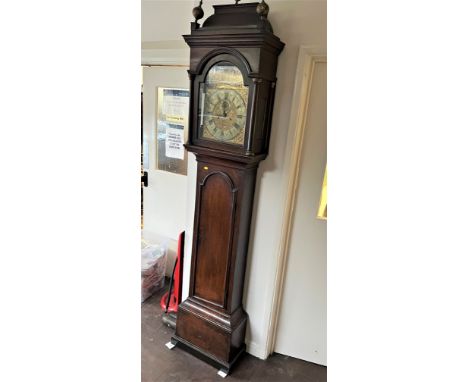 A George III Oak longcase clock. The brass dial signed George Yates Malden. Circa 1780. The brass dial with Roman and Arabic 