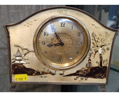 A 1920's mantle clock decorated in Oriental style (needs repair) 