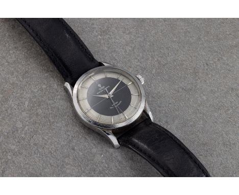 Automatic movement in a 33mm steel Rolex Geneva original oyster case. Tuxedo black centre with outer silver lined dial, appli