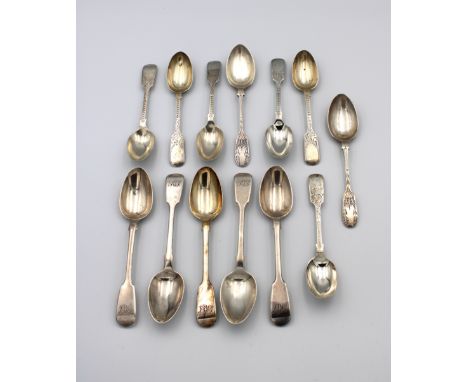 To include a set of six bright cut silver fiddle pattern teaspoons, Josiah Williams &amp; Co, London, 1939, 4½in (11.4cm.) lo