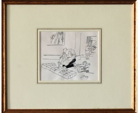 "Art Restoration Dept", pen and ink, signed lower right, inscribed with title, framed, 5¼ x 6in. (13.3 x 15.2cm.). *Exhibited