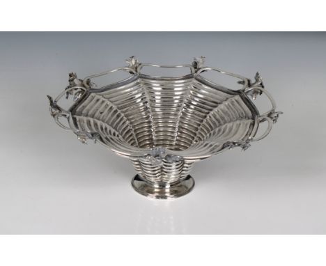 Benjamin Smith III, London, 1846, of nine section web form, the rim applied with nine cast silver flower heads, raised on a s