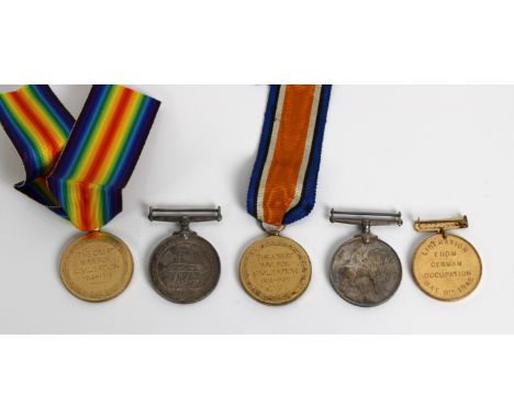 awarded to 881 PTE. J. LE PAGE; together with WW1 medal pair awarded to J.64724 F. DE FRANCISCO. ORD. R.N. (Ordinary Seaman, 