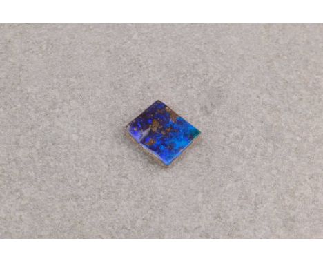 the opal square cut and with vibrant dark colouring, measuring approximately 11 x 12.5mm.