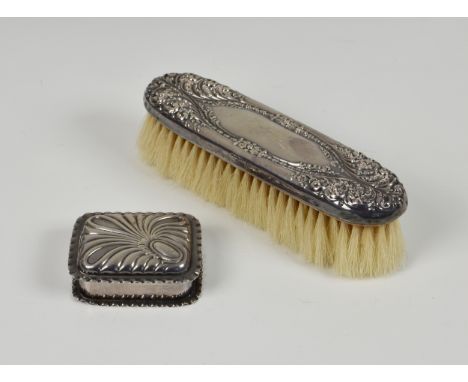 Stokes &amp; Ireland Ltd, Birmingham, 1894, of rectangular form with crimped rims, stylised foliate embossed decoration, insc