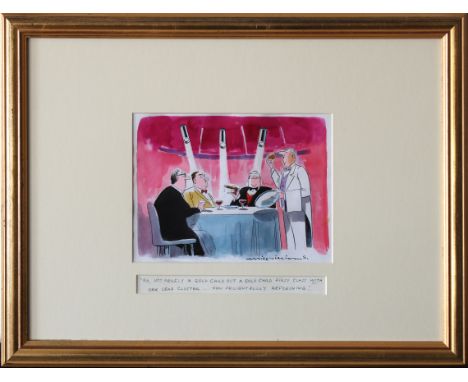 "Ah not merely a gold card but a gold card first class with oak leaf cluster........how delightfully refreshing", watercolour