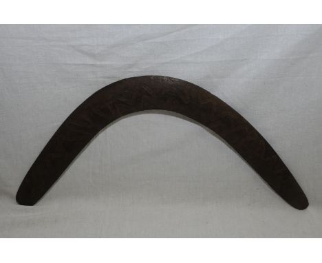 Aboriginal carved wood boomerang (51cm across)  