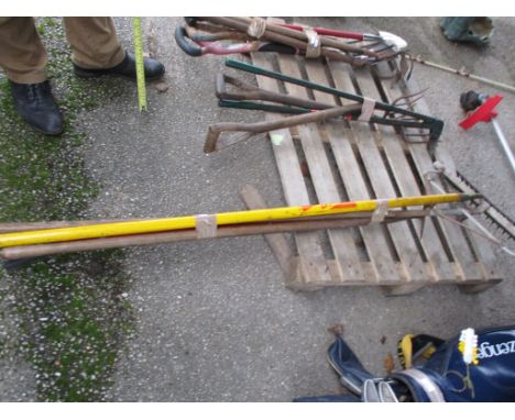 SELECTION OF GARDEN TOOLS INCLUDING A WOLF RAKE