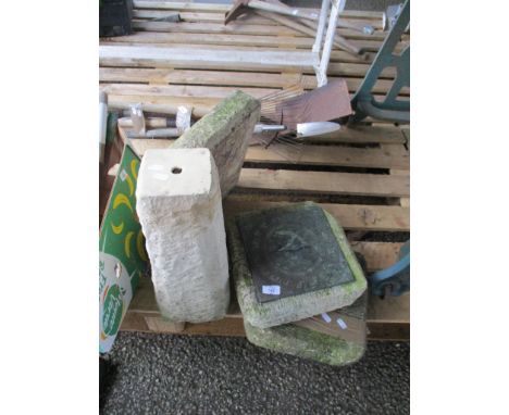 METAL SUNDIAL MOUNTED ON DISASSEMBLED COMPOSITION PEDESTAL