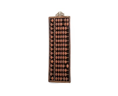 CHINESE ABACUS the wood frame with brass hanging mount29.5cm x 10cm