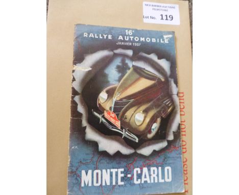 Motor Racing : Monte Carlo Rally 16th - programme - Jan 1937 - 56 pages - lovely item - sl. scuff to front cover