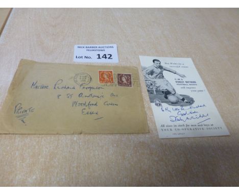 Football : Stanley Matthews signed card &amp; envelope from 1955 - nice item