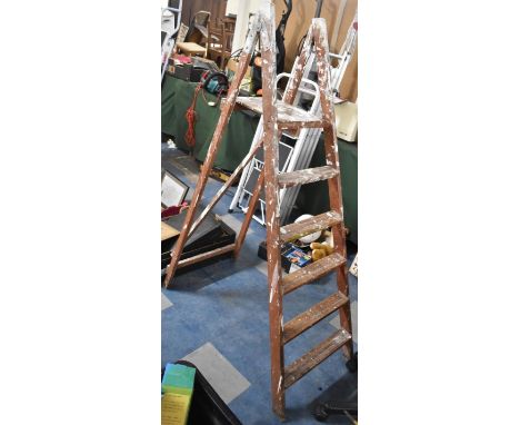 A Vintage Four Step Wooden Step Ladder 