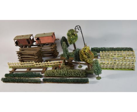 A Collection of Various O Gauge Railway Track, Scenery and Carriages (All In Need of Attention) 