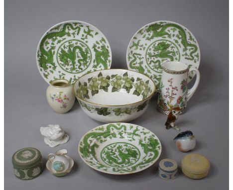 A Collection of Various Ceramics to comprise The Worcester Hop Marathon Pattern Bowl, Coalport Indian Tree Jug, Three Coalpor