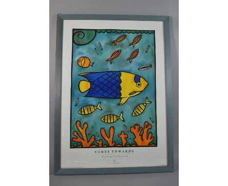 A Framed Cerys Edwards Print of Fish, 69x49cm 