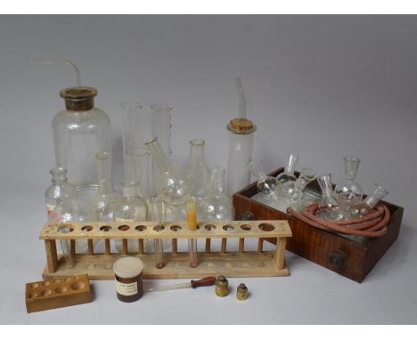A Collection of Various Vintage Scientific Flasks, Tubes, Glassware etc 