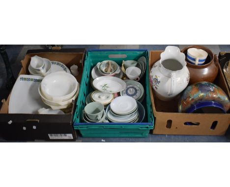 Three Boxes of Ceramic, Kitchenwares, Jardiniers, Toilet Jug etc 