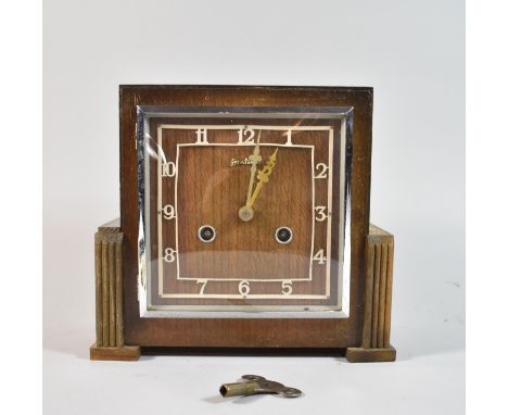 An Art Deco Bentima Mantle Clock with Eight Day Movement, Missing Small Moulding, 23cm wide 