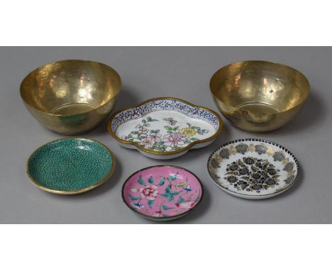 A Collection of Various Small Bowls and Trinket Dishes to Include Three Enamelled Examples, Pair of Low Grade Silver Bowls, I