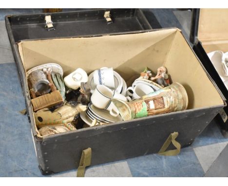 A Box Containing Various Ceramic Ornaments, Jugs Teawares etc 