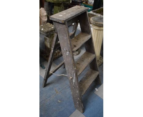 A Vintage Three Step Wooden Step Ladder 