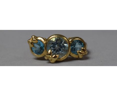 A 9ct Gold Three Stone Sapphire Ring, Size K, 3.2g 